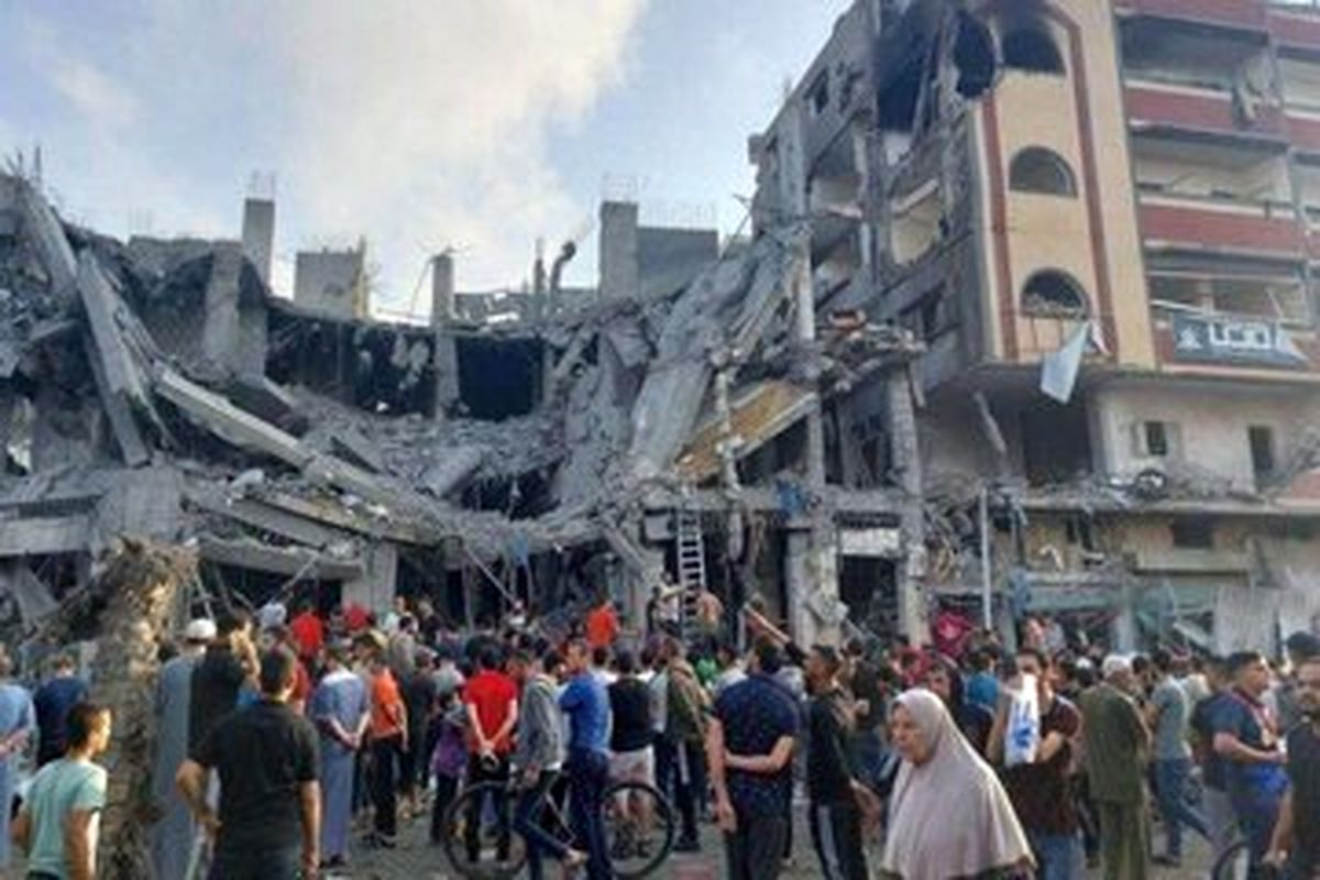 تصاویری از بمباران یک مسجد در جنوب غزه